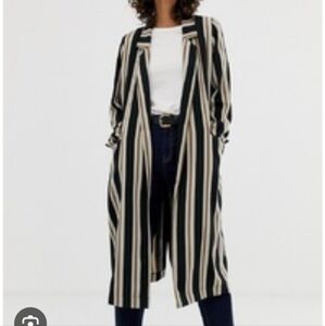 ASOS I US 12 (L) Striped Longline Duster Coat I Brown, Black, Tan